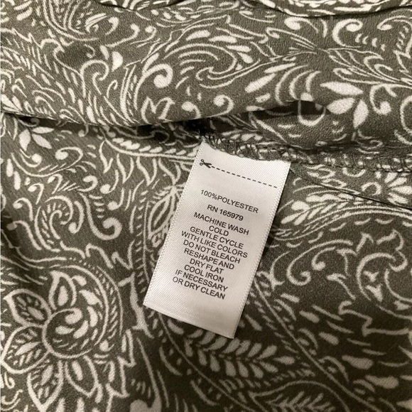 Cable & Gauge Women’s Crinkle Olive Green/White Boho Peasant Top Size L - Picture 4 of 8